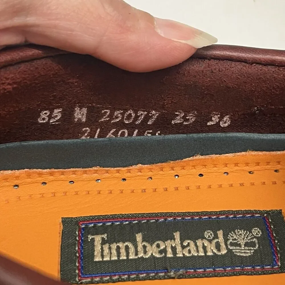 TIMBERLAND MEN CLASSIC 2 EYE ROOT BEER SHOE BROWN FULL GRAIN BOAT SHOE SZ 8.5 M